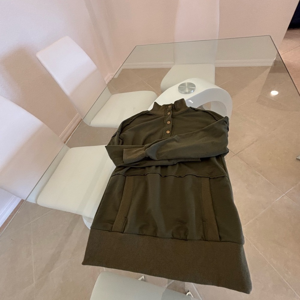SHEIN Khaki Button-Up Cowl Neck Sweater